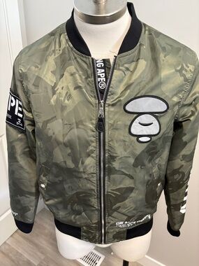 A Bathing Ape Men's Green Camo Bomber Jacket